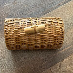Lilly Pulitzer Brown Woven Clutch with Bamboo Clasp